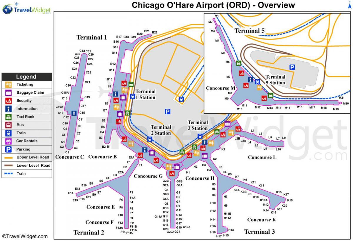 Чикаго Міжнародний аеропорт о'хара карті