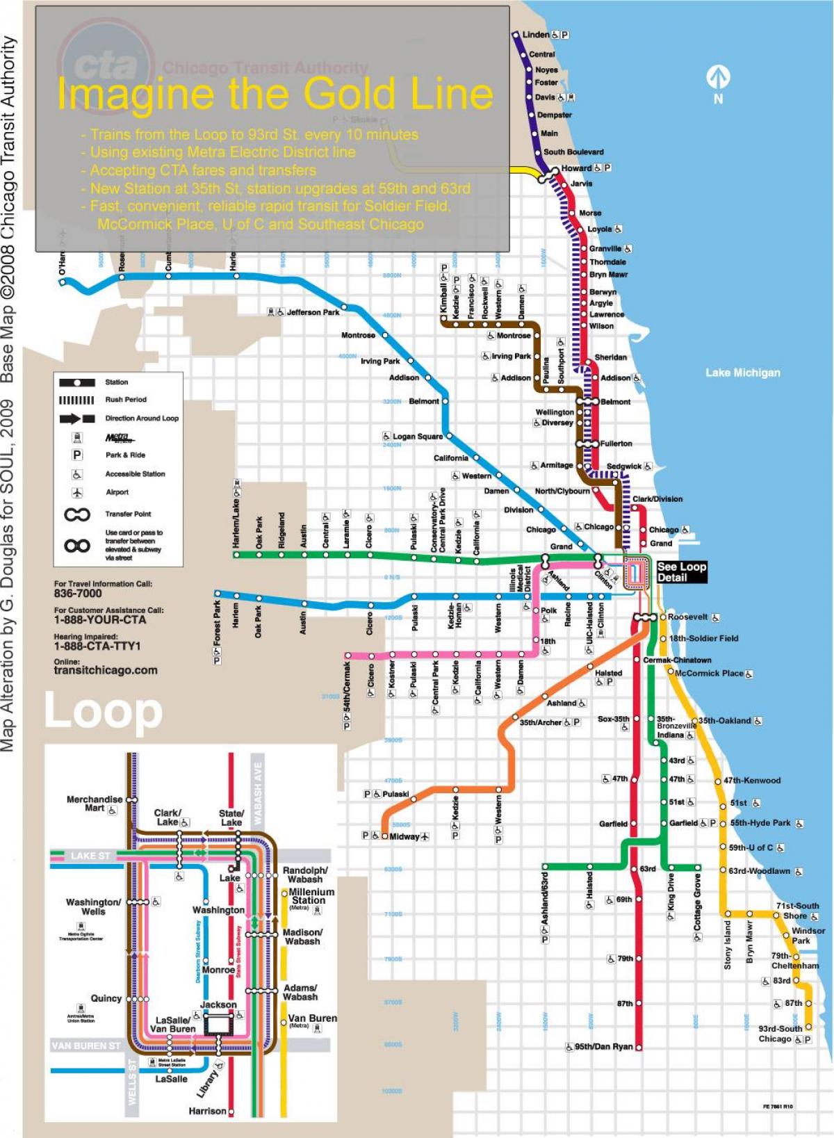 Чикаго поїзді на карті синя лінія