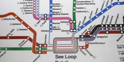 Чикаго карта метро блакитної лінії