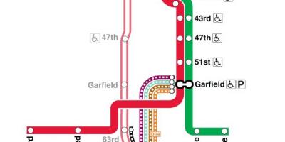 Чикаго поїзді на карті червоною лінією