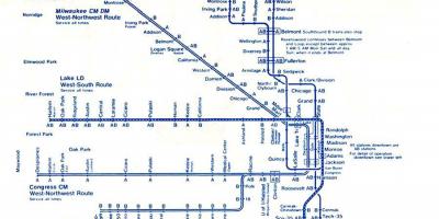 Карта синя лінія Чикаго