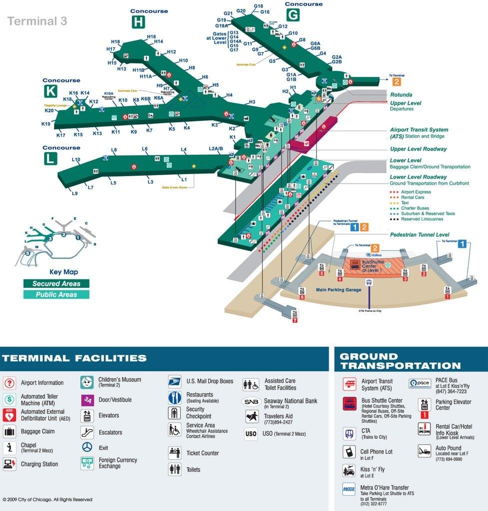 В аеропорту Чикаго ОДА карті