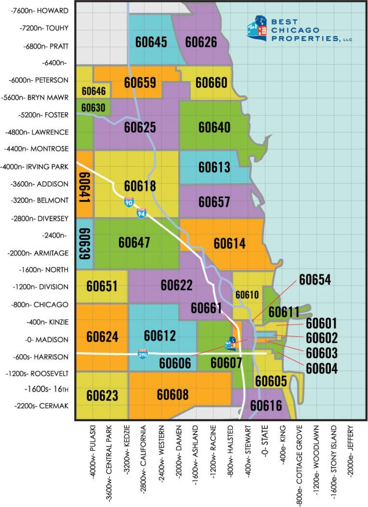 Чикаго ЗІП код на карті