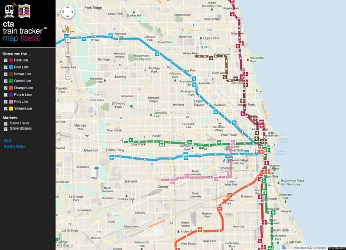 Чикаго поїзд кта карті