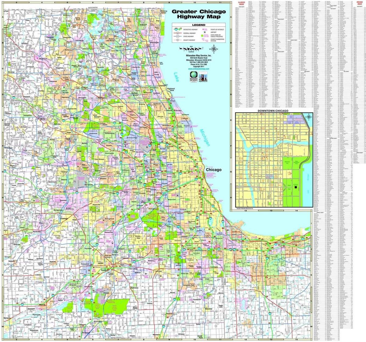 карта автомобільних доріг Чикаго