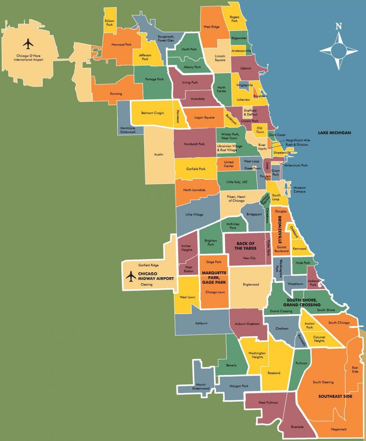 карта околиць в Чикаго