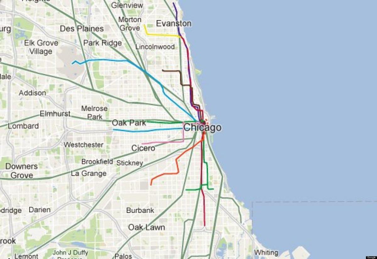 Чикаго синьої лінії залізничної карті