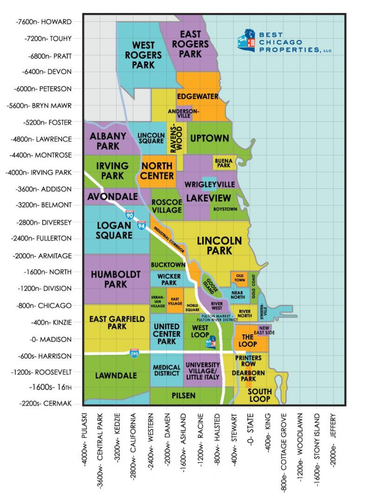 кварталами в Чикаго карті