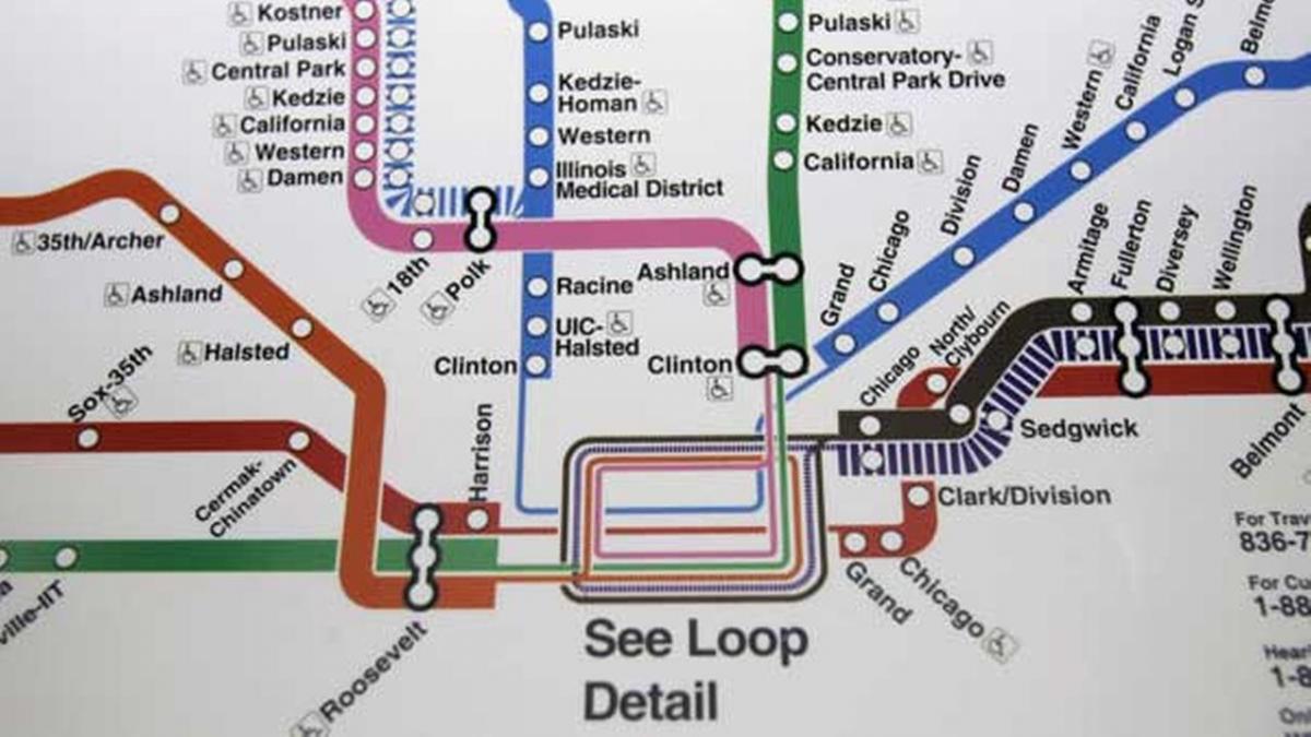 Чикаго карта метро блакитної лінії