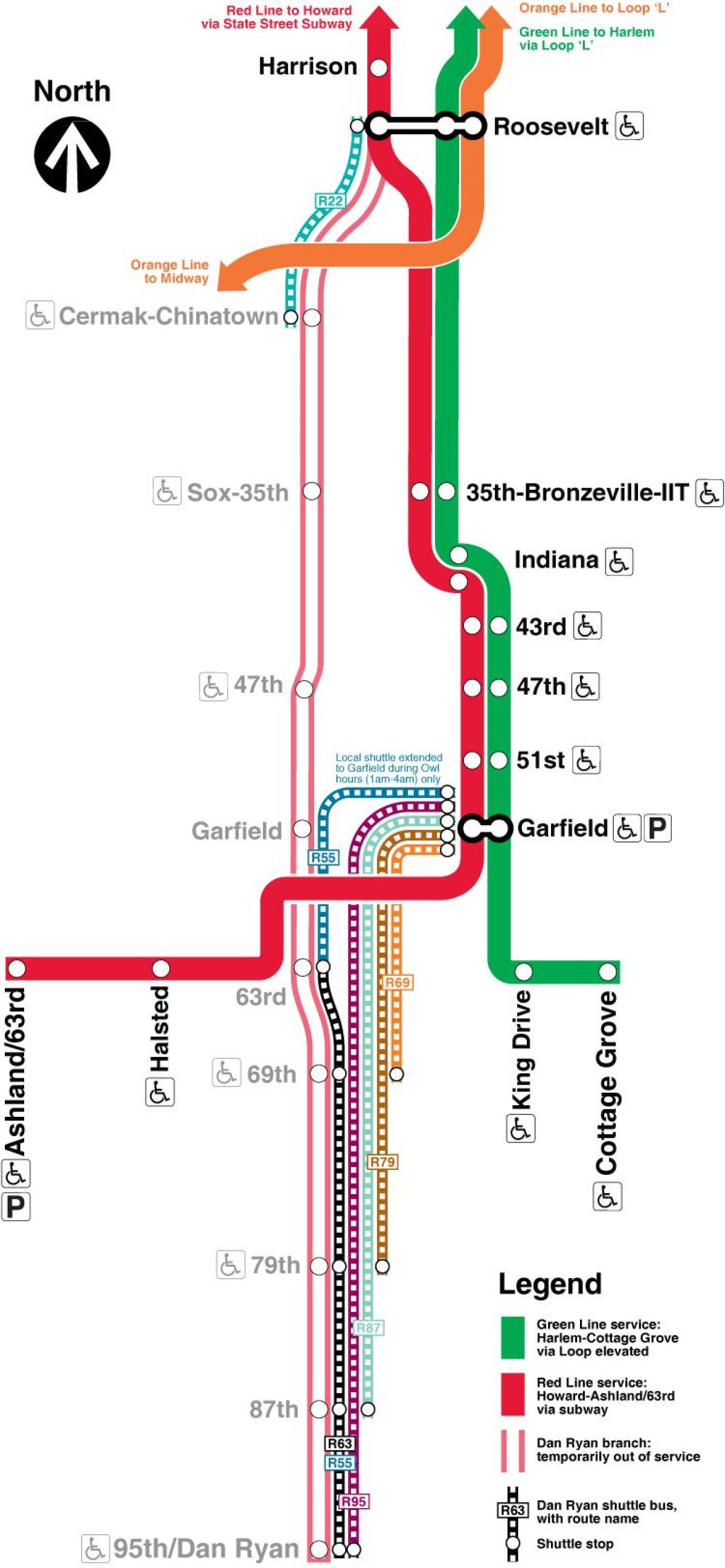 Чикаго карта червона лінія метро